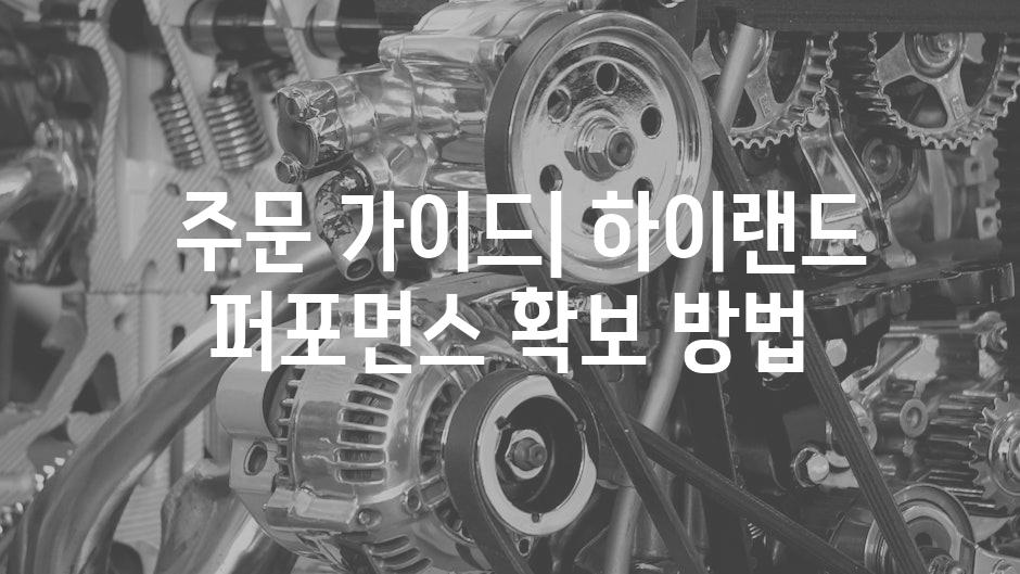  주문 가이드| 하이랜드 퍼포먼스 확보 방법