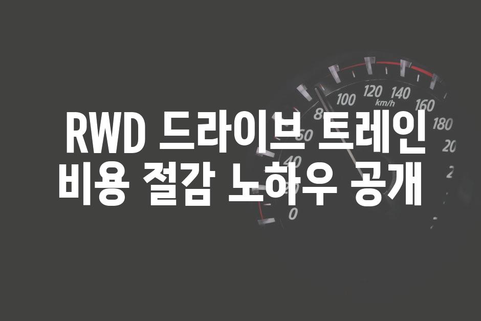  RWD 드라이브 트레인 비용 절감 노하우 공개