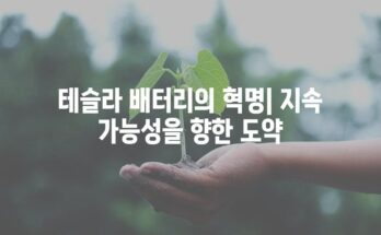 테슬라 배터리의 혁명| 지속 가능성을 향한 도약