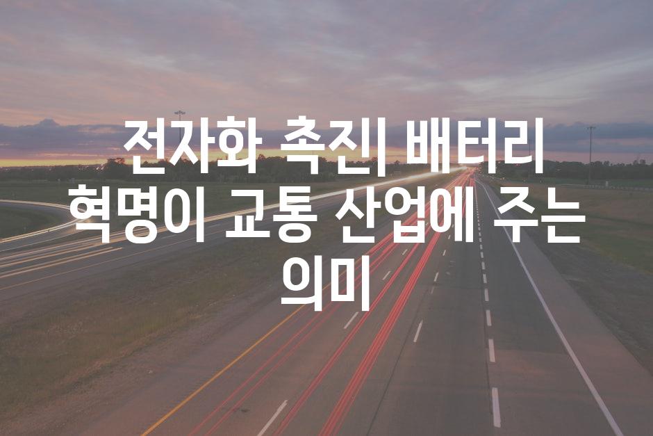  전자화 촉진| 배터리 혁명이 교통 산업에 주는 의미