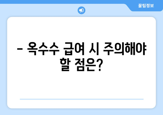 강아지 옥수수 급여, 안전하게 챙기는 방법| 주의사항 & 급여량 가이드 | 강아지 간식, 옥수수 영양, 반려견 건강