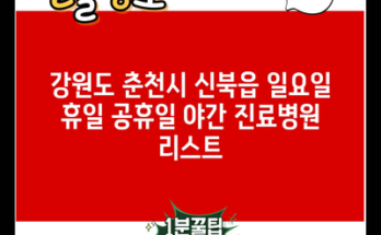 강원도 춘천시 신북읍 일요일 휴일 공휴일 야간 진료병원 리스트