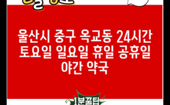 울산시 중구 옥교동 24시간 토요일 일요일 휴일 공휴일 야간 약국