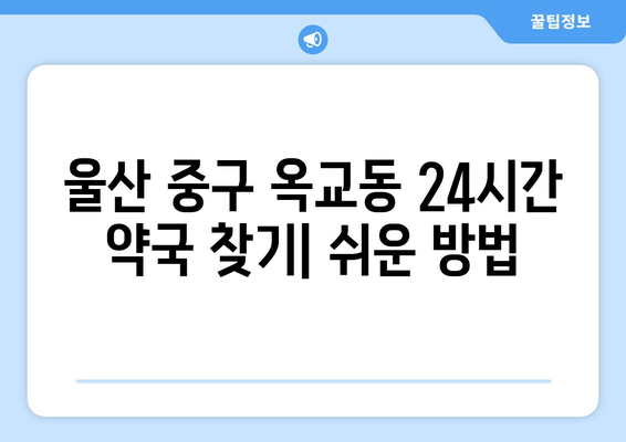 울산시 중구 옥교동 24시간 토요일 일요일 휴일 공휴일 야간 약국