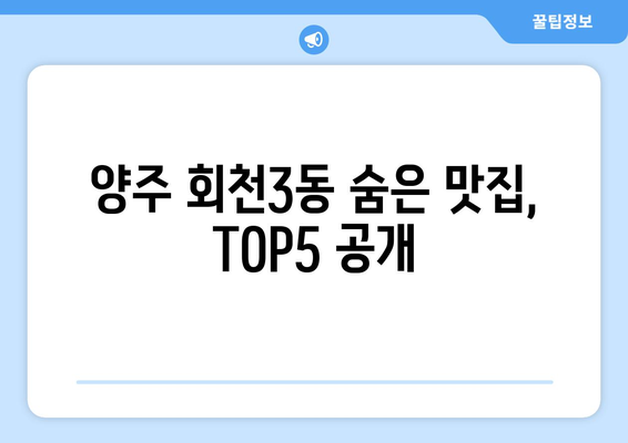 경기도 양주시 회천3동 점심 맛집 추천 한식 중식 양식 일식 TOP5