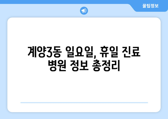 인천시 계양구 계양3동 일요일 휴일 공휴일 야간 진료병원 리스트