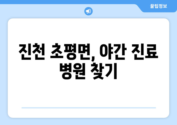 충청북도 진천군 초평면 일요일 휴일 공휴일 야간 진료병원 리스트