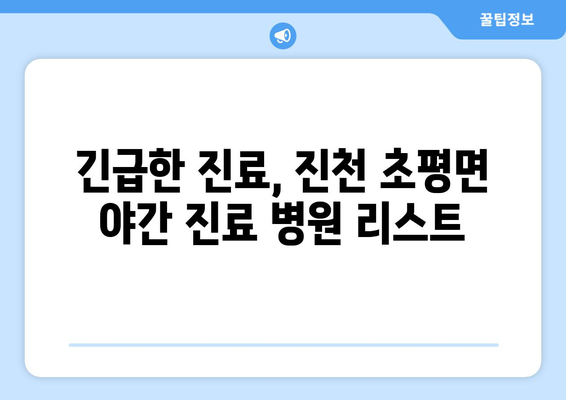 충청북도 진천군 초평면 일요일 휴일 공휴일 야간 진료병원 리스트