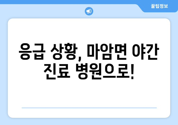 경상남도 고성군 마암면 일요일 휴일 공휴일 야간 진료병원 리스트