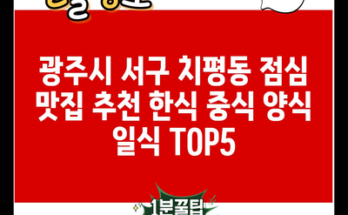 광주시 서구 치평동 점심 맛집 추천 한식 중식 양식 일식 TOP5