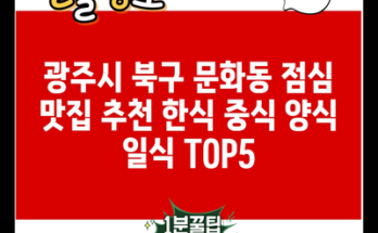 광주시 북구 문화동 점심 맛집 추천 한식 중식 양식 일식 TOP5