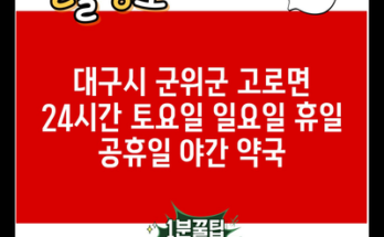 대구시 군위군 고로면 24시간 토요일 일요일 휴일 공휴일 야간 약국