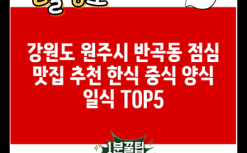 강원도 원주시 반곡동 점심 맛집 추천 한식 중식 양식 일식 TOP5