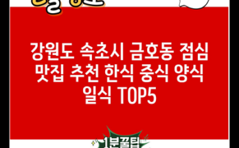 강원도 속초시 금호동 점심 맛집 추천 한식 중식 양식 일식 TOP5