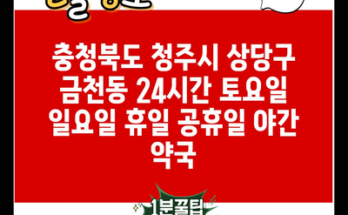 충청북도 청주시 상당구 금천동 24시간 토요일 일요일 휴일 공휴일 야간 약국