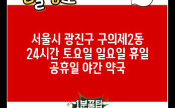 서울시 광진구 구의제2동 24시간 토요일 일요일 휴일 공휴일 야간 약국