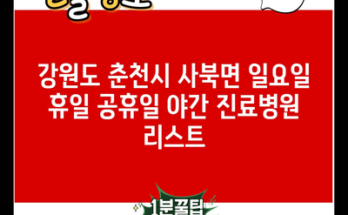 강원도 춘천시 사북면 일요일 휴일 공휴일 야간 진료병원 리스트