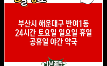 부산시 해운대구 반여1동 24시간 토요일 일요일 휴일 공휴일 야간 약국