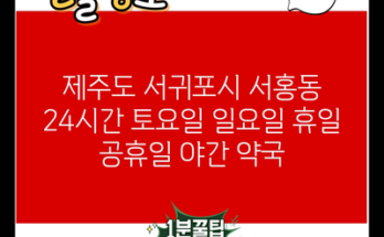 제주도 서귀포시 서홍동 24시간 토요일 일요일 휴일 공휴일 야간 약국