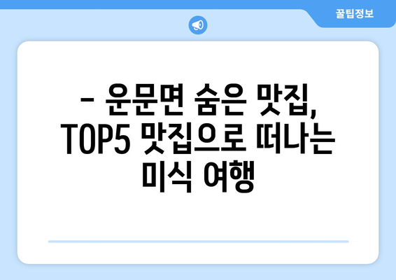 경상북도 청도군 운문면 점심 맛집 추천 한식 중식 양식 일식 TOP5