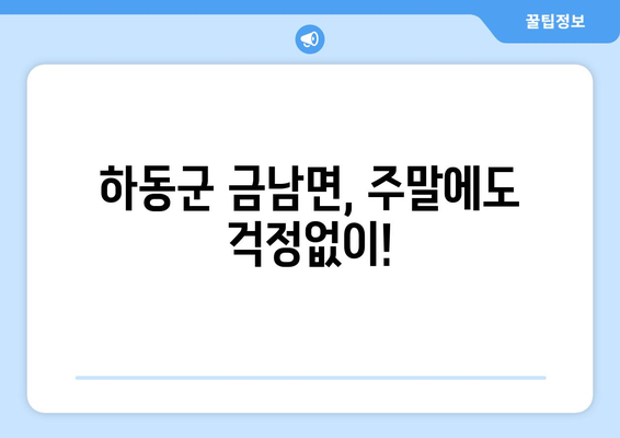 경상남도 하동군 금남면 일요일 휴일 공휴일 야간 진료병원 리스트