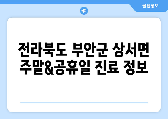 전라북도 부안군 상서면 일요일 휴일 공휴일 야간 진료병원 리스트