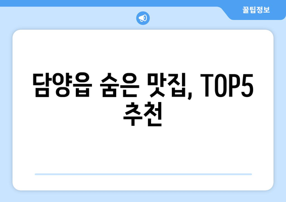 전라남도 담양군 담양읍 점심 맛집 추천 한식 중식 양식 일식 TOP5