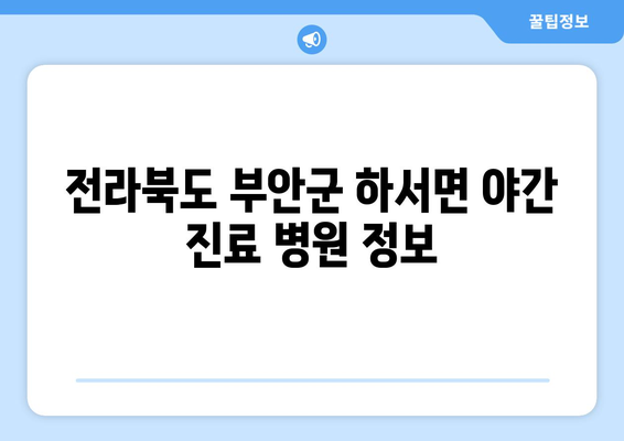 전라북도 부안군 하서면 일요일 휴일 공휴일 야간 진료병원 리스트