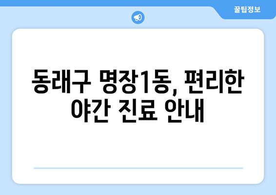 부산시 동래구 명장1동 일요일 휴일 공휴일 야간 진료병원 리스트