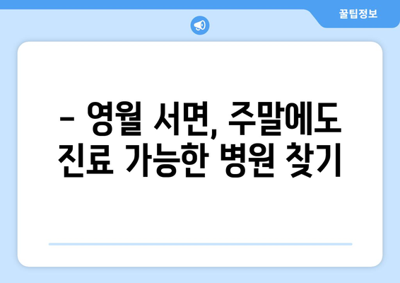 강원도 영월군 서면 일요일 휴일 공휴일 야간 진료병원 리스트