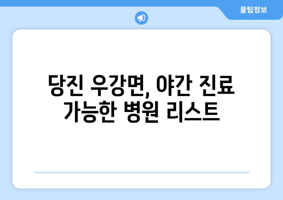 충청남도 당진시 우강면 일요일 휴일 공휴일 야간 진료병원 리스트