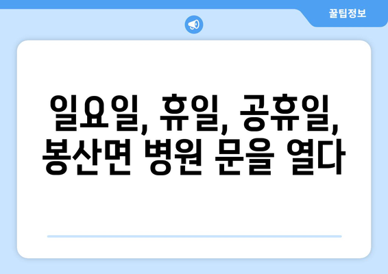 경상남도 합천군 봉산면 일요일 휴일 공휴일 야간 진료병원 리스트