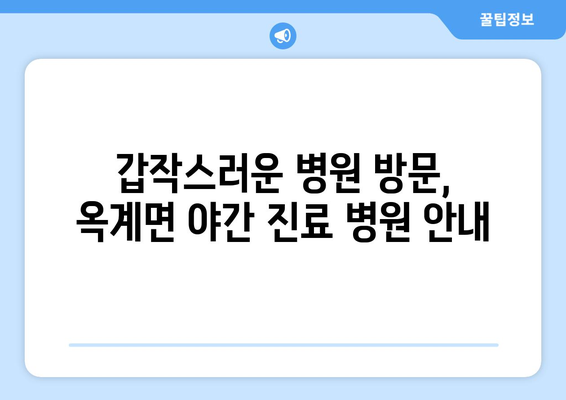 강원도 강릉시 옥계면 일요일 휴일 공휴일 야간 진료병원 리스트