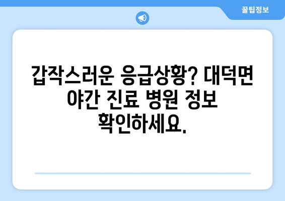 전라남도 담양군 대덕면 일요일 휴일 공휴일 야간 진료병원 리스트