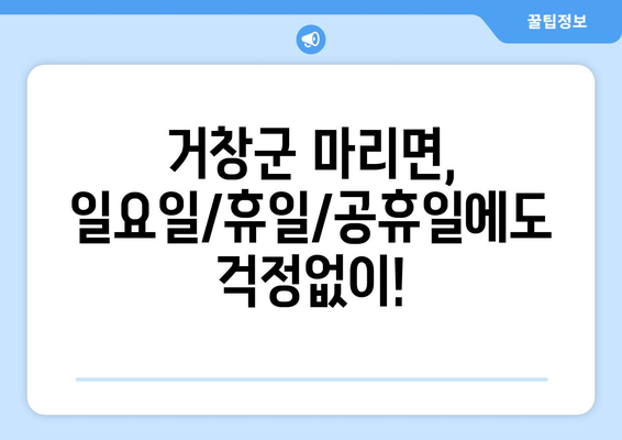 경상남도 거창군 마리면 일요일 휴일 공휴일 야간 진료병원 리스트