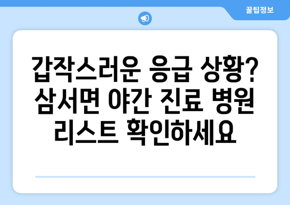 전라남도 장성군 삼서면 일요일 휴일 공휴일 야간 진료병원 리스트