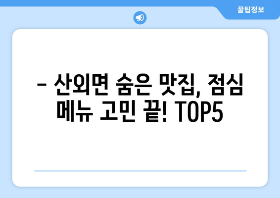 충청북도 보은군 산외면 점심 맛집 추천 한식 중식 양식 일식 TOP5