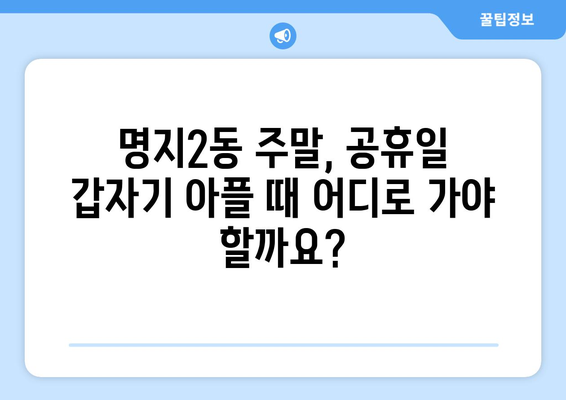 부산시 강서구 명지2동 일요일 휴일 공휴일 야간 진료병원 리스트