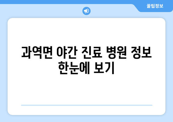 전라남도 고흥군 과역면 일요일 휴일 공휴일 야간 진료병원 리스트