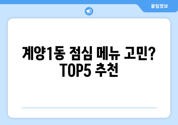 인천시 계양구 계양1동 점심 맛집 추천 한식 중식 양식 일식 TOP5