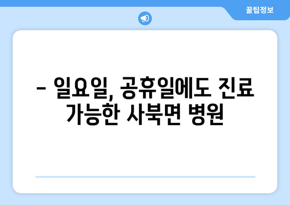 강원도 춘천시 사북면 일요일 휴일 공휴일 야간 진료병원 리스트