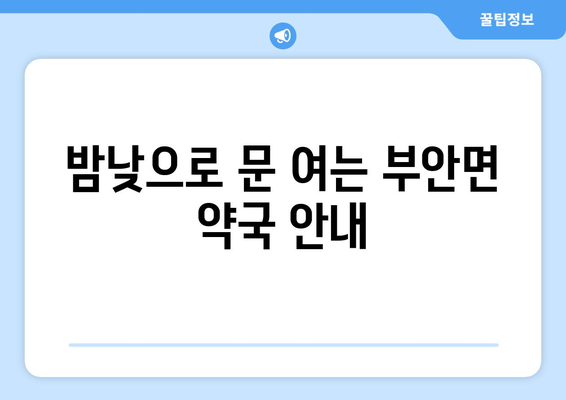 전라북도 고창군 부안면 24시간 토요일 일요일 휴일 공휴일 야간 약국