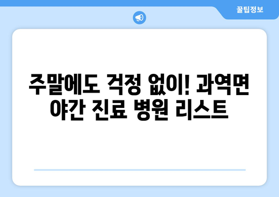 전라남도 고흥군 과역면 일요일 휴일 공휴일 야간 진료병원 리스트