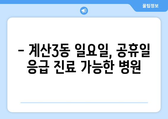 인천시 계양구 계산3동 일요일 휴일 공휴일 야간 진료병원 리스트