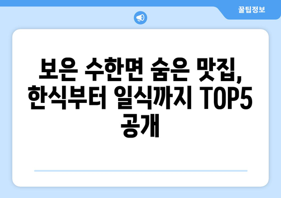 충청북도 보은군 수한면 점심 맛집 추천 한식 중식 양식 일식 TOP5