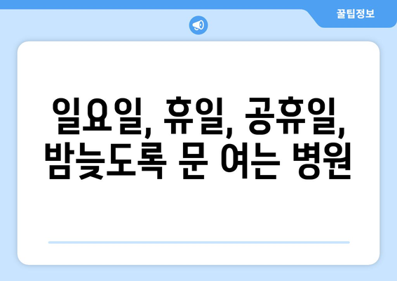 경상남도 하동군 금남면 일요일 휴일 공휴일 야간 진료병원 리스트