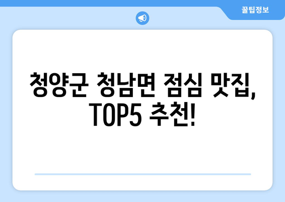 충청남도 청양군 청남면 점심 맛집 추천 한식 중식 양식 일식 TOP5