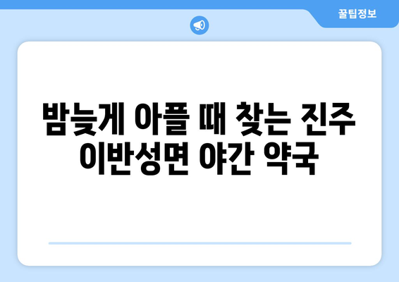 경상남도 진주시 이반성면 24시간 토요일 일요일 휴일 공휴일 야간 약국