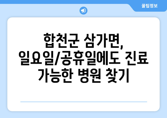 경상남도 합천군 삼가면 일요일 휴일 공휴일 야간 진료병원 리스트