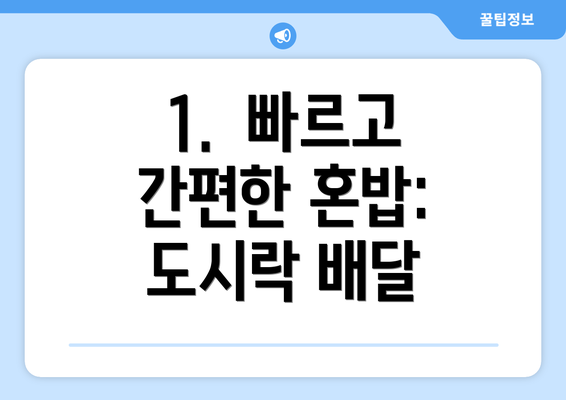 1.  빠르고 간편한 혼밥: 도시락 배달